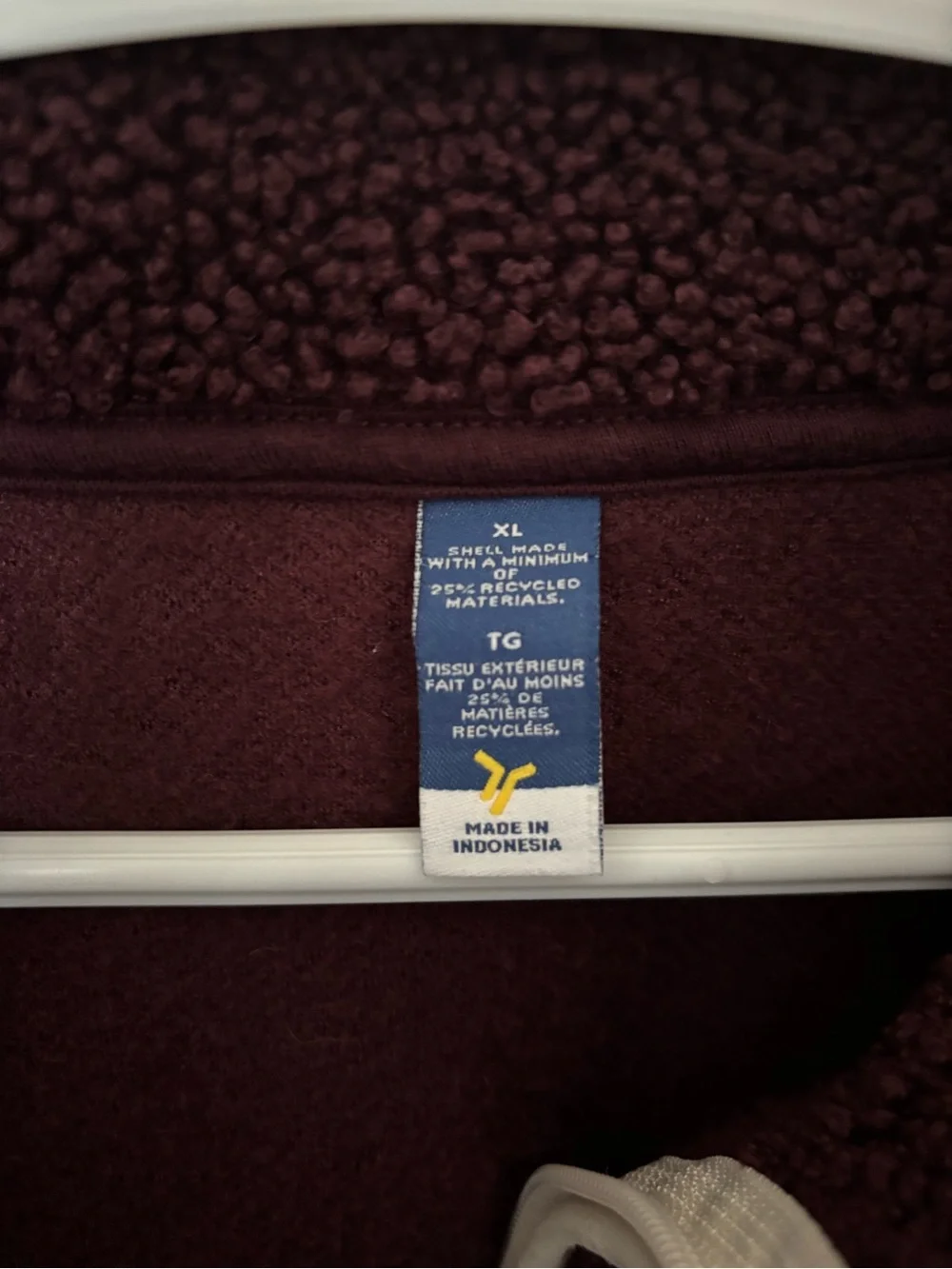 Old Navy Burgundy Sherpa Half-Zip Pullover with Cream Trim - Picture 4 of 4